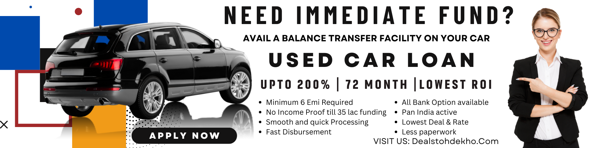 apply used car loan upto 200% of insurance value